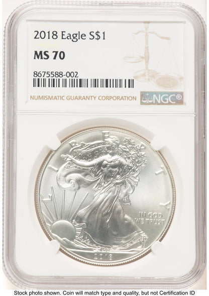 2018 Silver Eagle Brown Label NGC MS70