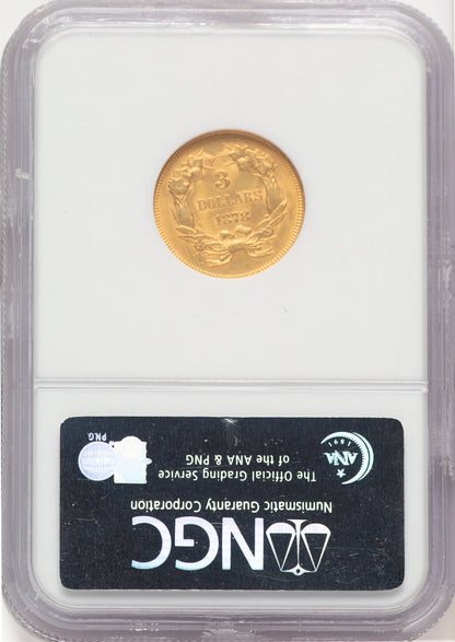 1878 $3 Three Dollar Gold Pieces NGC MS62 (778593001)