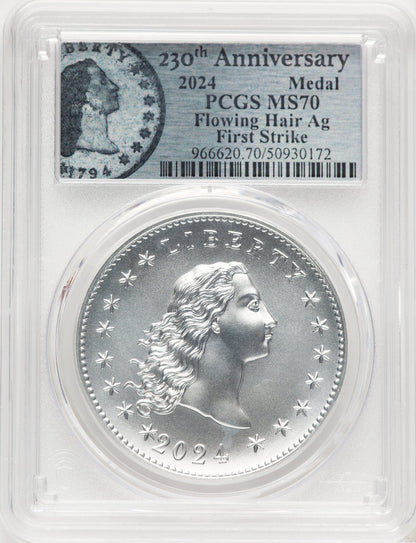2024-(P) Silver 230th Anniversary Flowing Hair Medal PCGS MS70