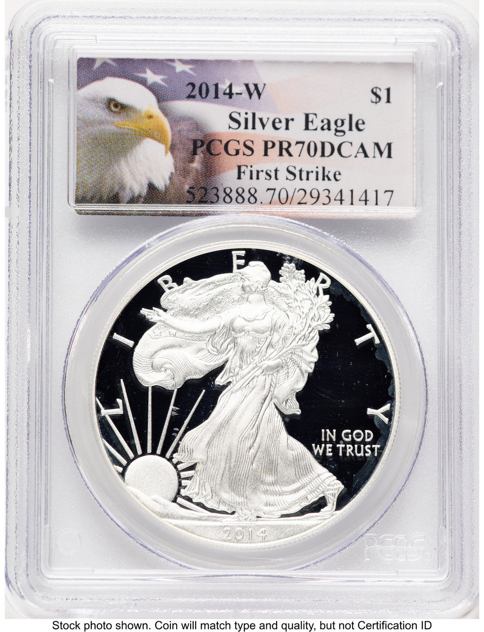 2014-W Proof Silver Eagle 1 oz FS Eagle Flag Label PCGS PR70 (778752145)
