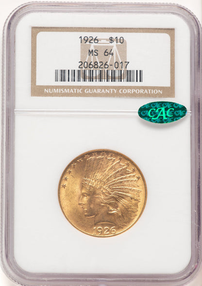 1926 $10 CAC Indian Eagle NGC MS64