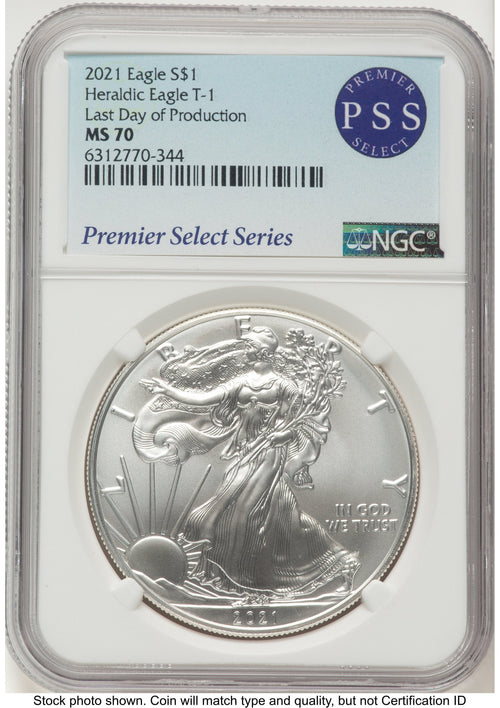 2021 Silver Eagle Type 1 Premier Select Series Last Day of Production NGC MS70
