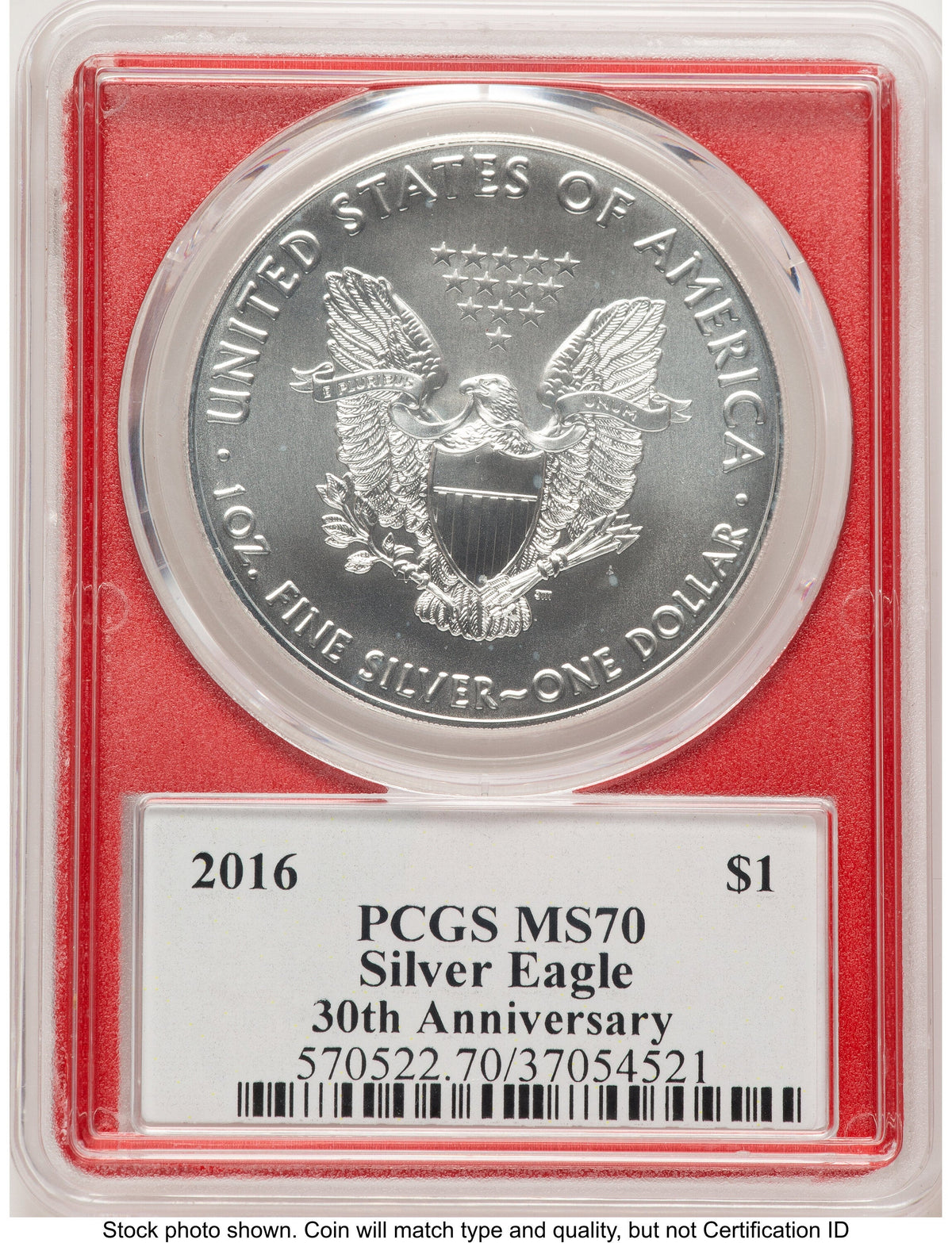 2016 Silver Eagle Trump  History in Your Hands  Red Frame Label PCGS MS70
