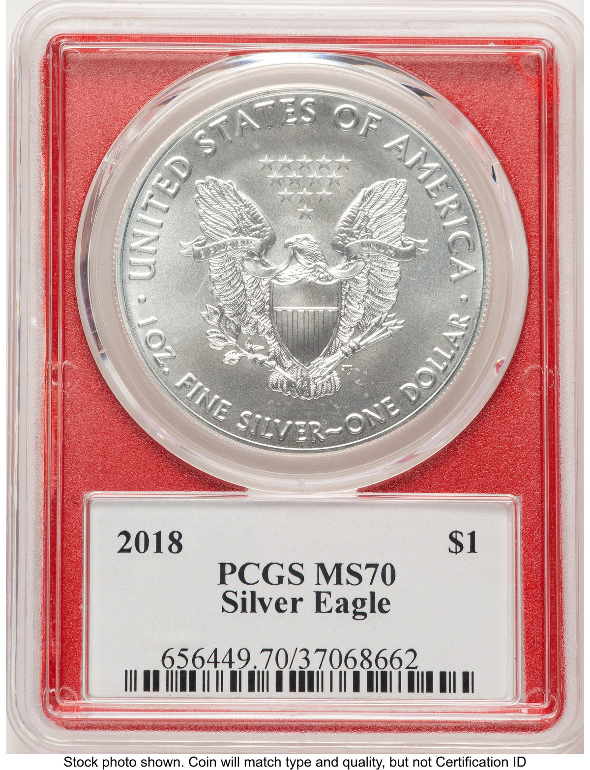 2018 Silver Eagle Trump  History in Your Hands  Red Frame Label PCGS MS70
