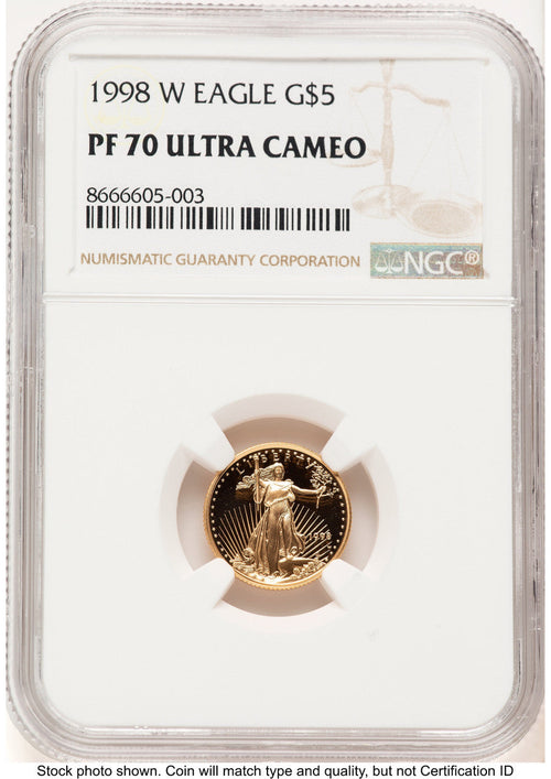1998-W Proof Gold Eagle 1/10 oz Brown Label NGC PF70