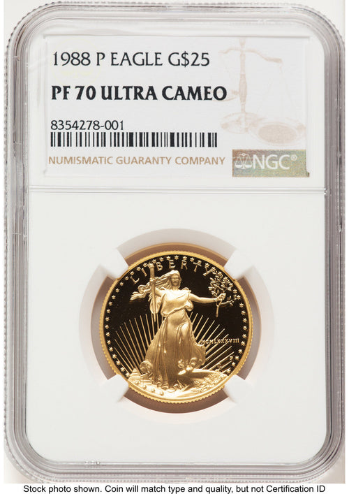 1988-P Proof Gold Eagle 1/2 oz Brown Label NGC PF70 (779473014)