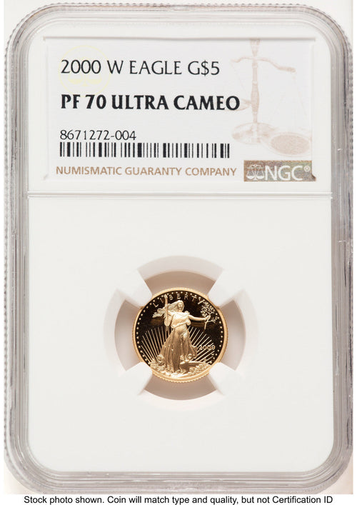 2000-W Proof Gold Eagle 1/10 oz Brown Label NGC PF70