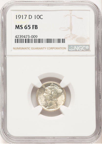 1917-D 10C FB Mercury Dime NGC MS65 (779691004)