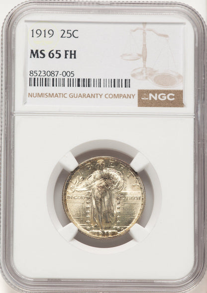 1919 25C FH Standing Liberty Quarter NGC MS65
