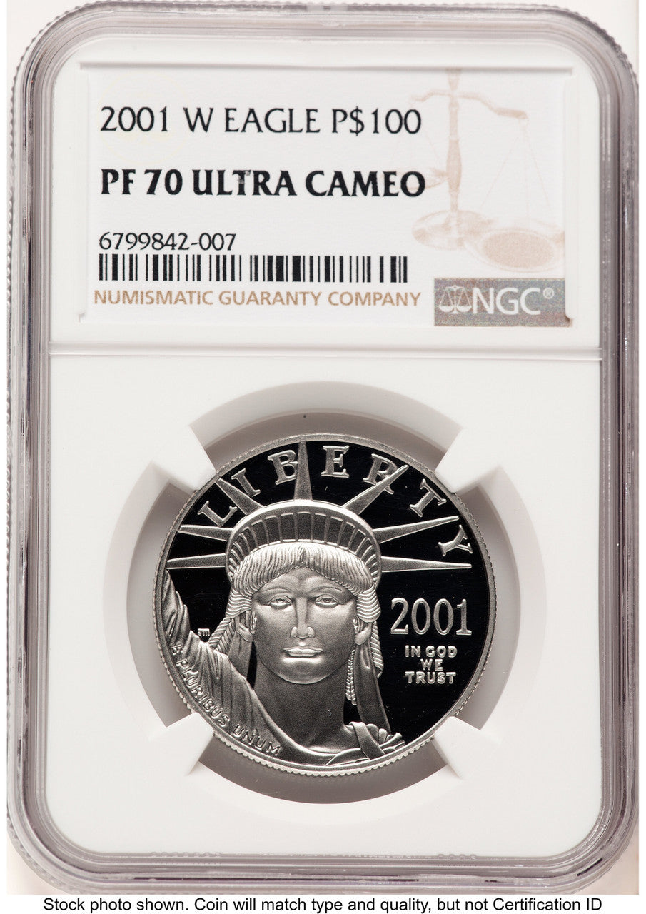 2001-W Proof Platinum Eagle 1 oz Brown Label NGC PF70