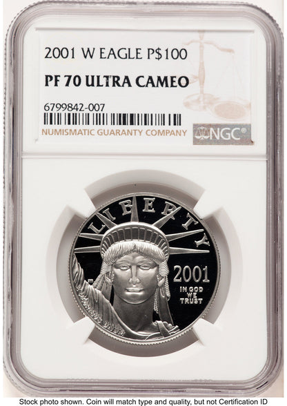 2001-W Proof Platinum Eagle 1 oz Brown Label NGC PF70