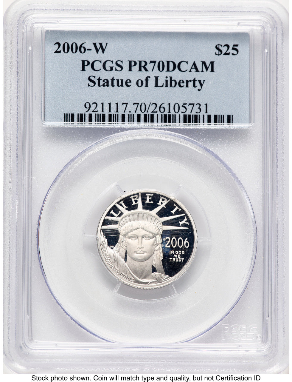 2006-W Proof Platinum Eagle 1/4 oz Blue Label PCGS PR70