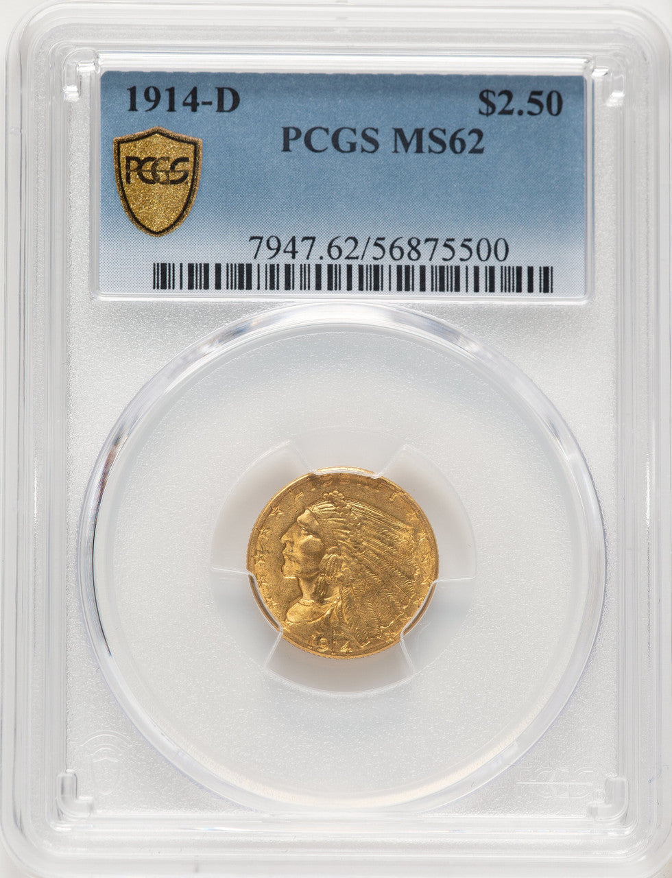1914-D $2.50 Indian Quarter Eagle PCGS MS62 (780447002)