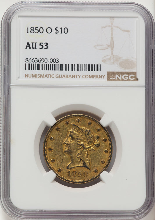 1850-O $10 Liberty Eagle NGC AU53