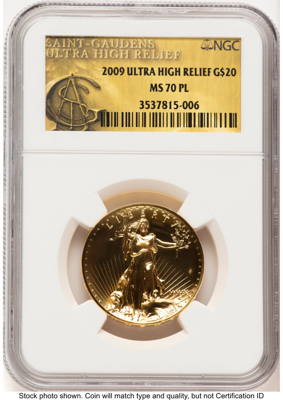 2009 G$20 Ultra High Relief PL Saint Gaudens Label NGC MS70 (780874043)