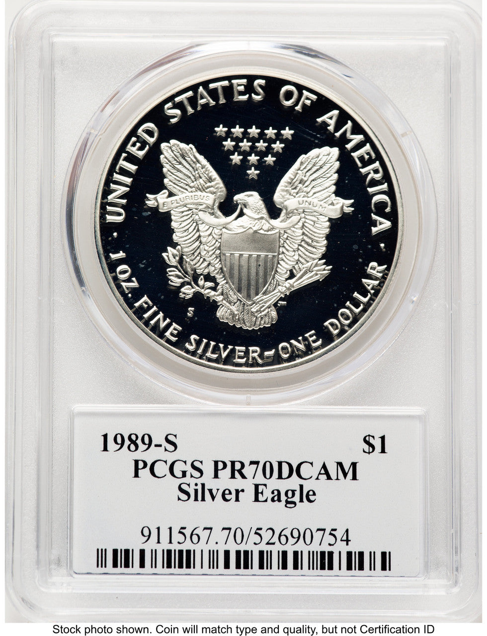 1989-S Proof Silver Eagle 1 oz TD Rogers PCGS PR70