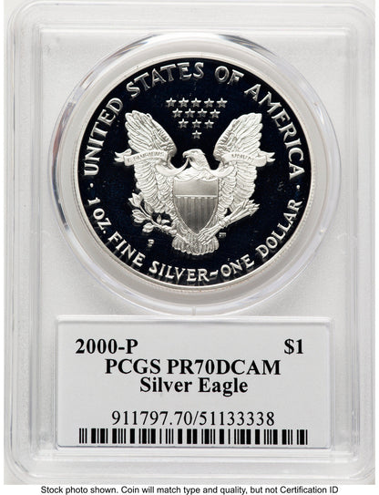 2000-P Proof Silver Eagle 1 oz TD Rogers PCGS PR70