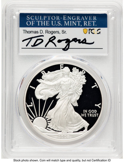 2008-W Proof Silver Eagle 1 oz TD Rogers PCGS PR70