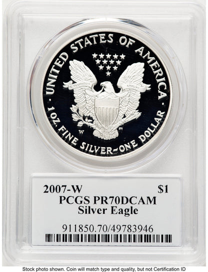 2007-W Proof Silver Eagle 1 oz TD Rogers PCGS PR70 (781017113)