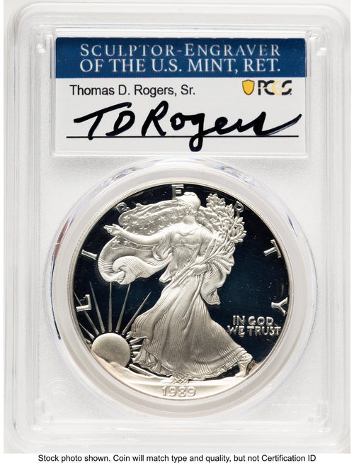 1989-S Proof Silver Eagle 1 oz TD Rogers PCGS PR70 (781017117)