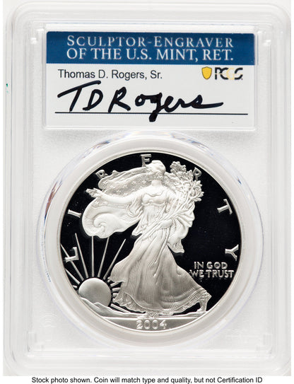 2004-W Proof Silver Eagle 1 oz TD Rogers PCGS PR70 (781017131)