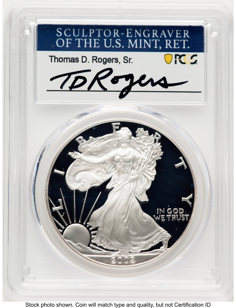 2002-W Proof Silver Eagle 1 oz TD Rogers PCGS PR70 (781017134)
