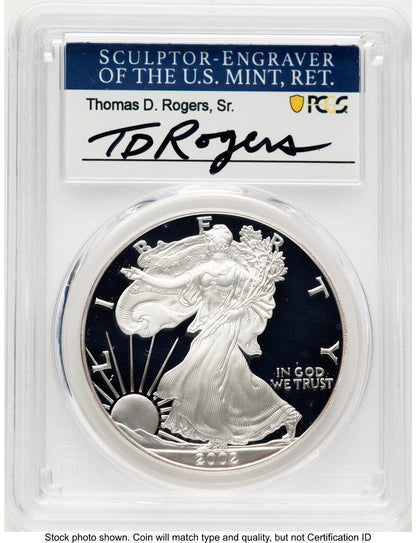 2002-W Proof Silver Eagle 1 oz TD Rogers PCGS PR70 (781017134)