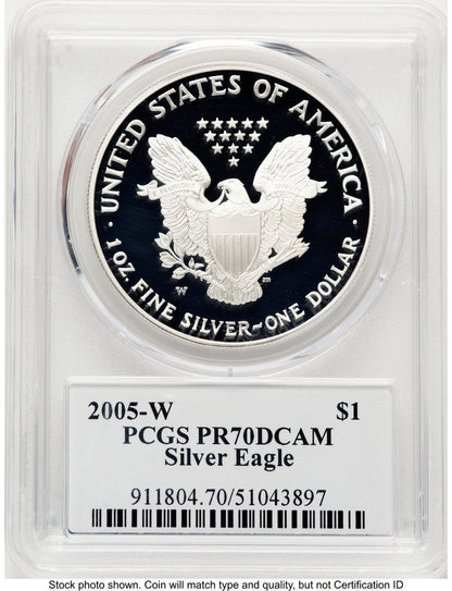 2005-W Proof Silver Eagle 1 oz TD Rogers PCGS PR70 (781017136)