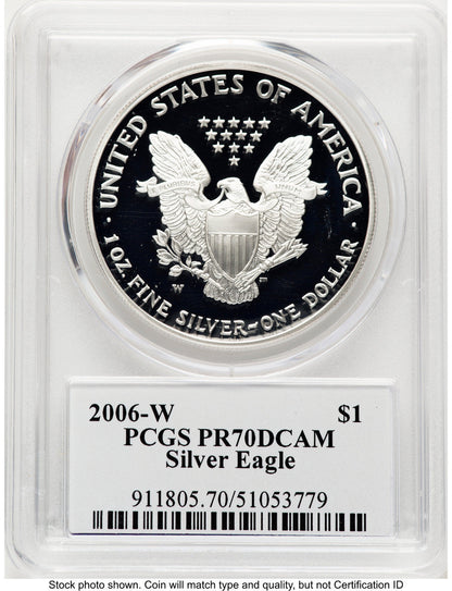 2006-W Proof Silver Eagle 1 oz TD Rogers PCGS PR70 (781017144)