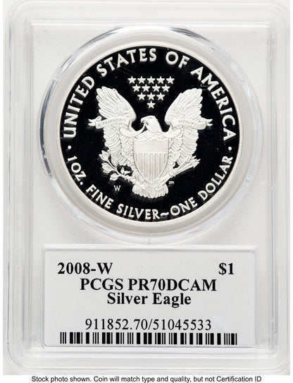 2008-W Proof Silver Eagle 1 oz TD Rogers PCGS PR70 (781017146)