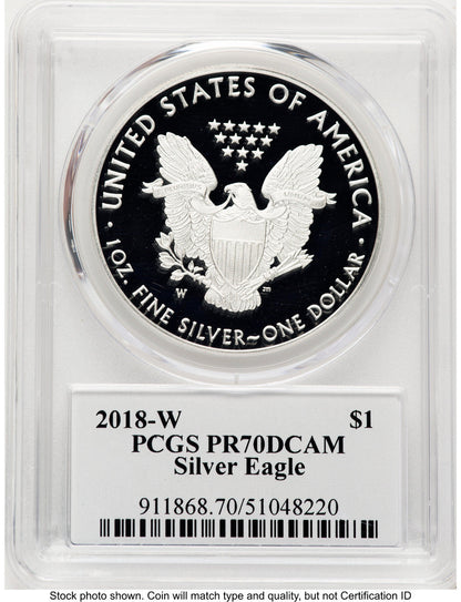 2018-W Proof Silver Eagle 1 oz TD Rogers PCGS PR70 (781017152)