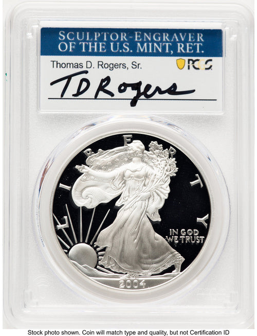 2004-W Proof Silver Eagle 1 oz TD Rogers PCGS PR70