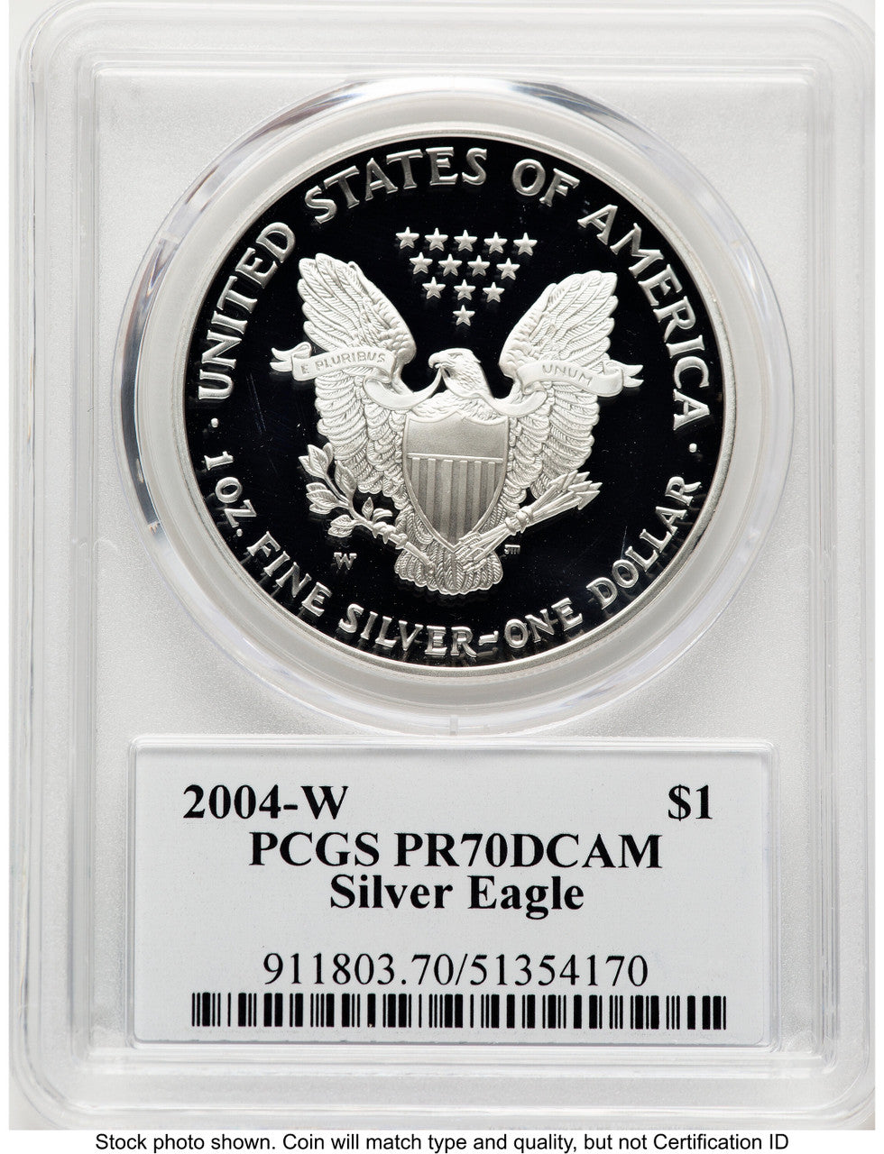 2004-W Proof Silver Eagle 1 oz TD Rogers PCGS PR70
