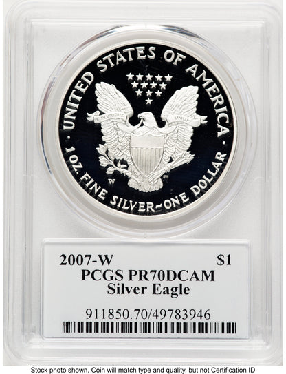 2007-W Proof Silver Eagle 1 oz TD Rogers PCGS PR70