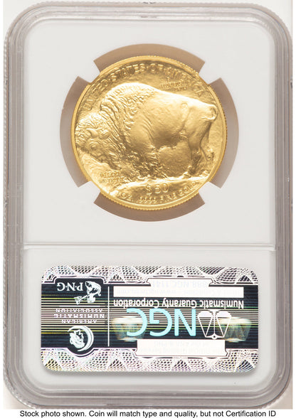 2008-W Burnished Gold Buffalo 1 oz Brown Label NGC MS70 (781134007)