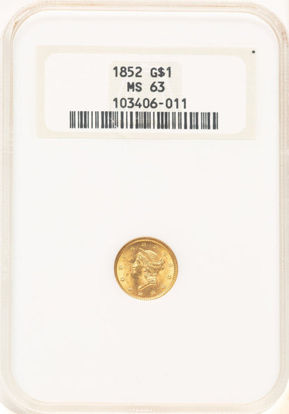 1852 G$1 Gold Dollar NGC MS63 (781357006)