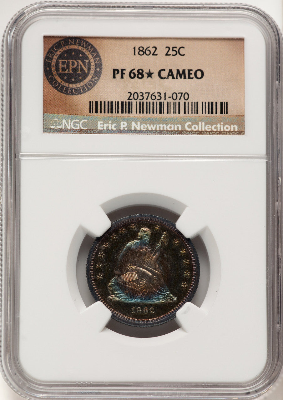 1862 25C CA Proof Seated Quarter NGC PR68 (781417002)