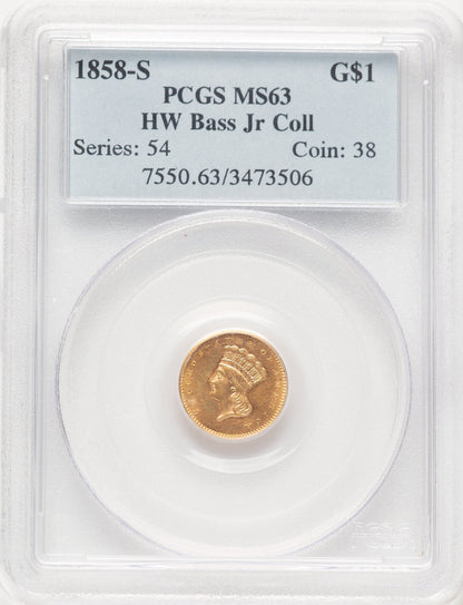 1858-S G$1 Gold Dollar PCGS MS63