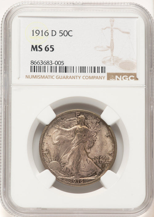1916-D 50C Walking Liberty Half Dollar NGC MS65 (781727012)