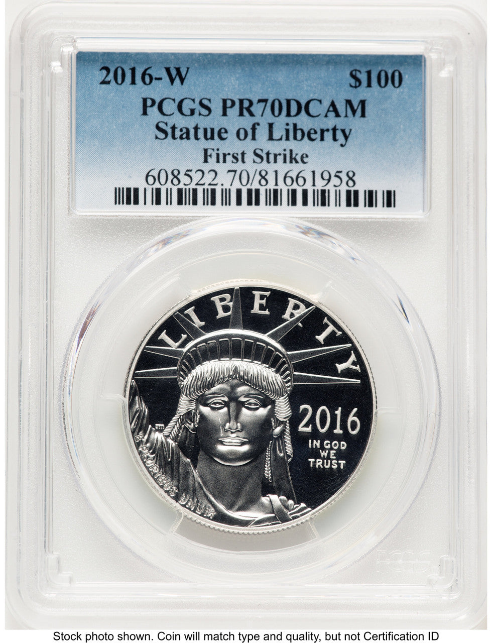 2016-W Proof Platinum Eagle 1 oz Blue Gradient PCGS PR70