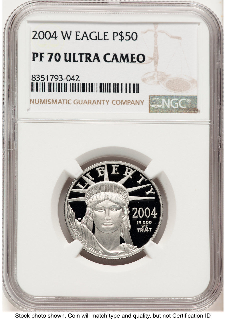 2004-W Proof Platinum Eagle 1/2 oz Brown Label NGC PF70 (782122004)