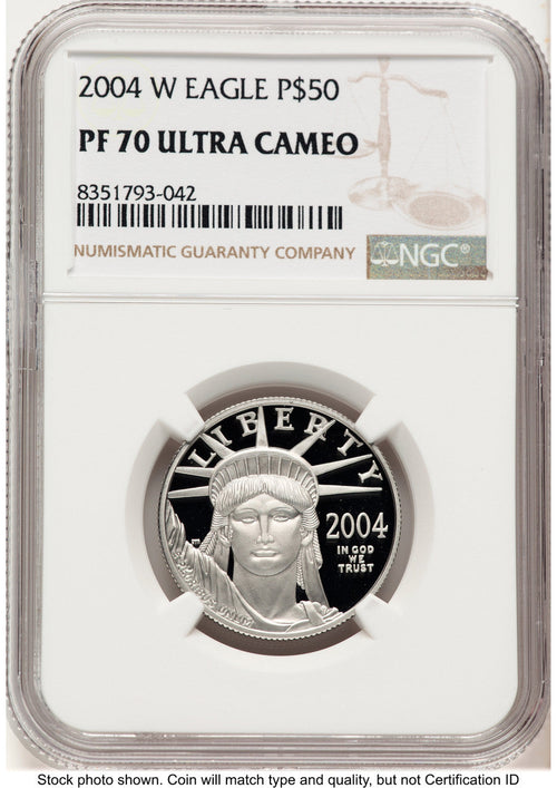 2004-W Proof Platinum Eagle 1/2 oz Brown Label NGC PF70 (782122004)