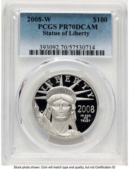 2008-W Proof Platinum Eagle 1 oz Blue Gradient PCGS PR70