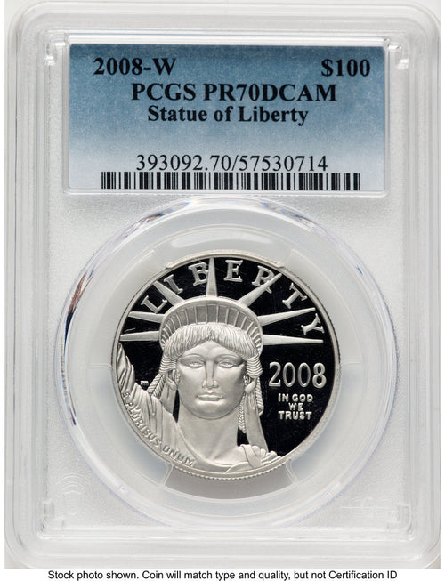 2008-W Proof Platinum Eagle 1 oz Blue Gradient PCGS PR70 (782461070)