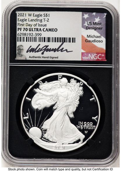 2021-W TY2 Proof Silver Eagle 1 oz FDI NGC PF70 Michael Gaudioso