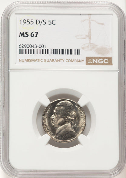 1955-D/S 5C Jefferson Nickel NGC MS67