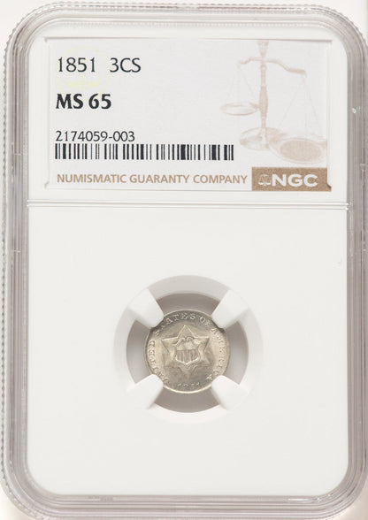 1851 3CS Three Cent Silver NGC MS65