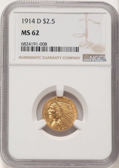 1914-D $2.50 Indian Quarter Eagle NGC MS62 (782959001)