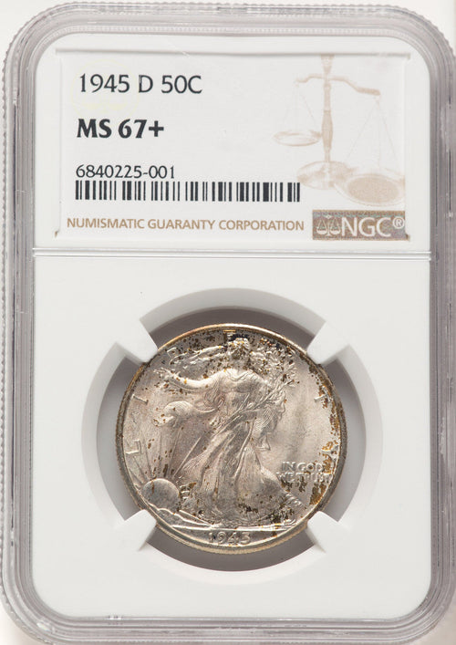 1945-D 50C Walking Liberty Half Dollar NGC MS67+ (783003007)