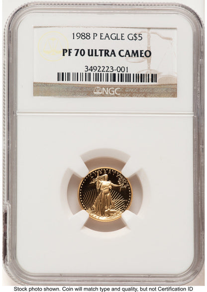 1988-P Proof Gold Eagle 1/10 oz Brown Label NGC PF70 (783189026)